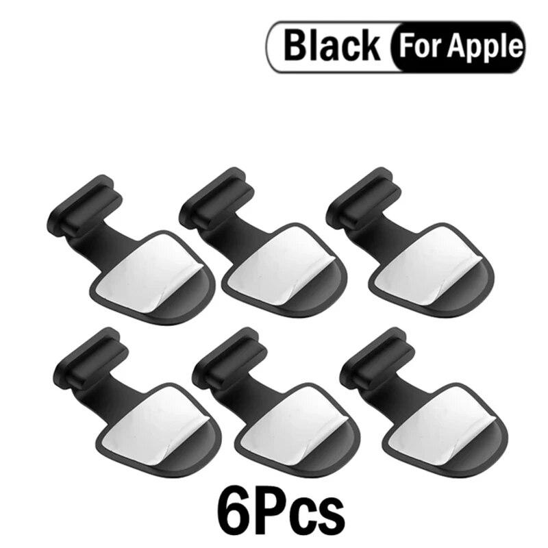6PCS Charging Port Anti-Dust Dirt Dust Plug For iPhone Samsung USB Type-C Port Protector Silicone Dustplugs Cover Anti-Lost Cap