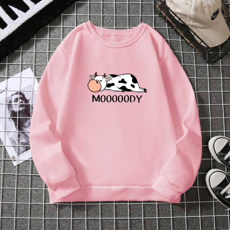 Womens Oversized Hooded Sweatshirt Casual Streetwear Long Sleeve Pullover With Animal Print