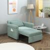 Space-Saving Single Armchair Bed Reclining On 4 Levels with Padded Seat, 96x84.5x87.5cm, Green