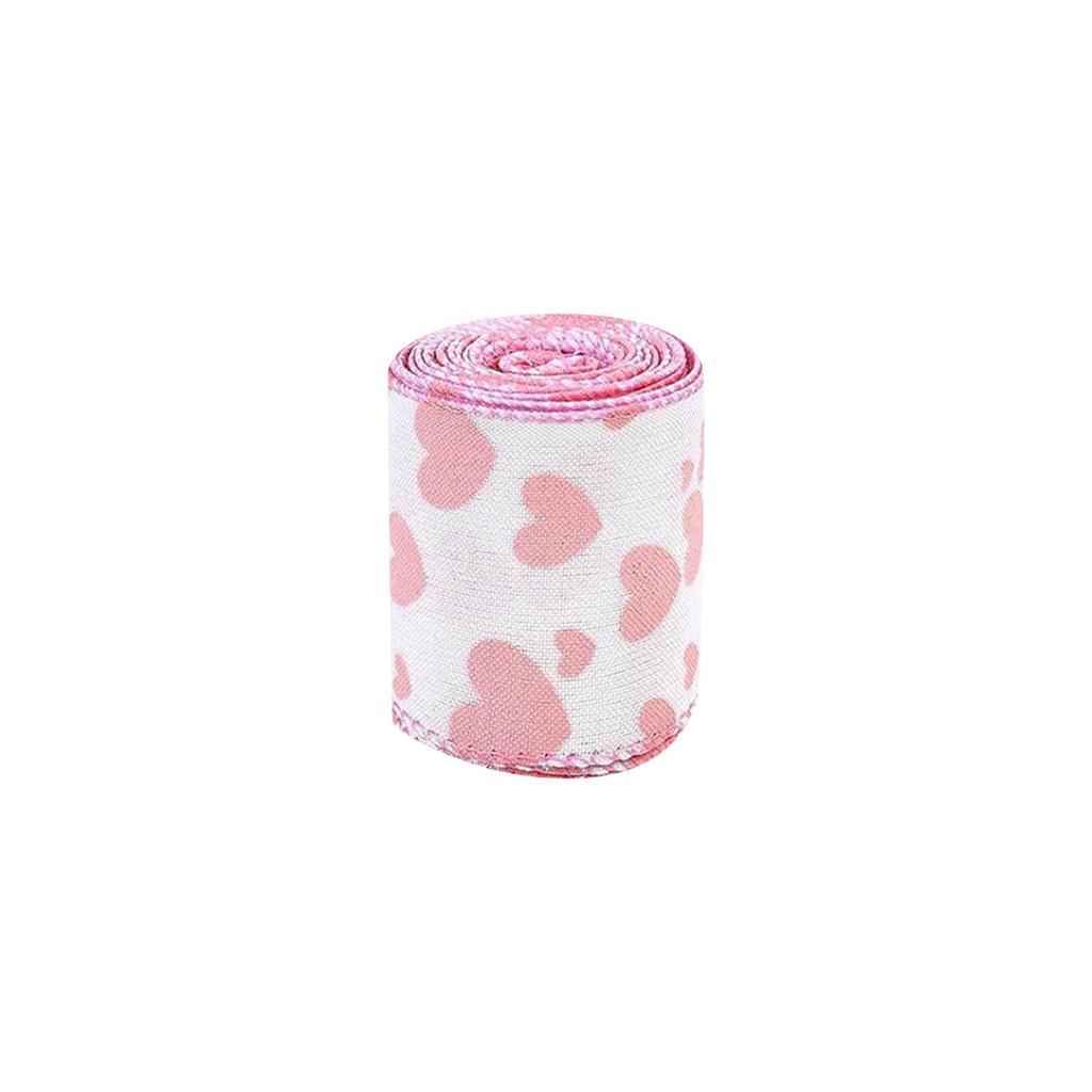 Valentine's Day Ribbon Pattern Heart Shaped Wired Ribbon Decoration Wired Edge Ribbon DIY Crafts Packaging Wedding