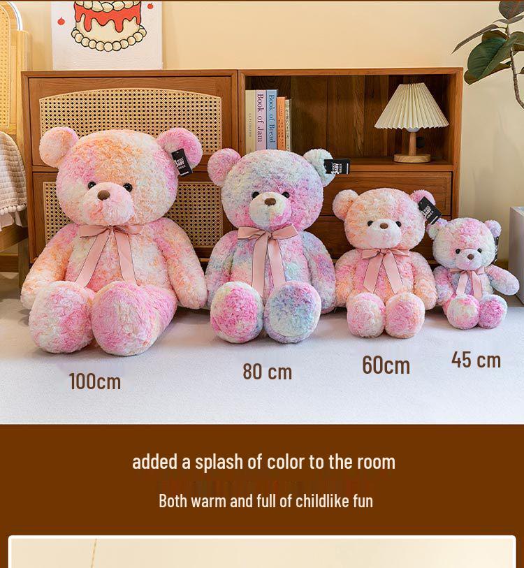 Bunter Bär Plüsch zum Umarmen - Großes beruhigendes Stofftier Kissen Geschenk