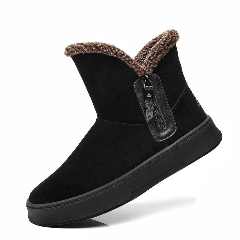Men s Plus Velvet Suede Snow Boots with Side Zipper, Thick Sole, Lightweight Casual Slip-on Design. 43 чёрный