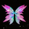 LED Glowing Butterfly Wings Fairy Costume Set for Girls Light-up Tulle Skirt Wand Headband Cosplay Party Favor Christmas Outfit