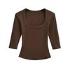 Spicy Girl U-neck Mid-Sleeve Slim-Fit Stretchy Top - Pure Desire Style (2026)
