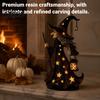 Halloween Party Props Witch Lamp, Light Up Figurine with Broom And Lantern, Gothic Resin Table Decor Spooky Night for Tabletop Indoor Home Mysterious