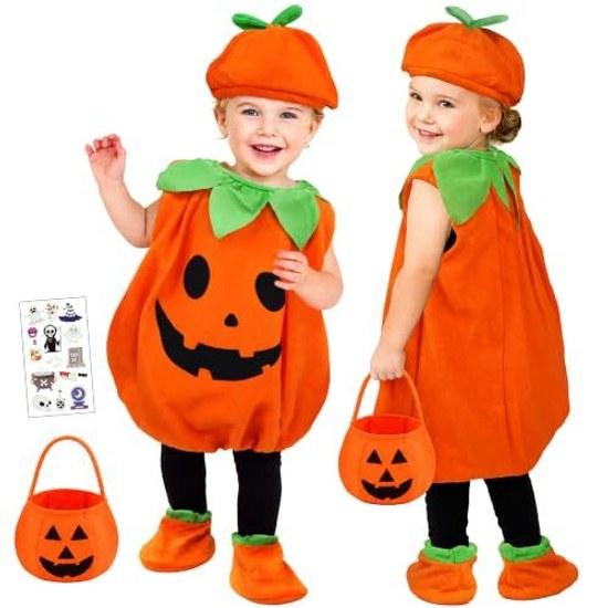 GOKEI Halloween Cosplay Children Pumpkin Costume Tattoo Seal Kids Unisex Kindergarten Nursery Boys Girls Autumn Winter Party Theater Stage