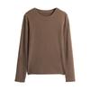 The New Threaded Small Round Neck Bottoming Shirt for Women with a High-end Sense of Autumn and Winter Long-sleeved T-shirt Can Be Worn Outside 1689