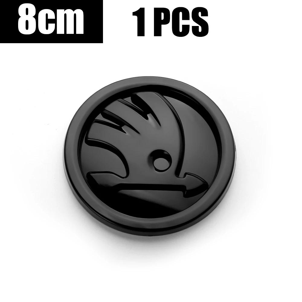 Autoaufkleber 2025 Neu 8/9/10cm Kohlefaser-Abzeichen Auto Fronthauben-Emblem Heckklappen-Logo Aufkleber Für Skoda Octavia Karoq Skoda S V