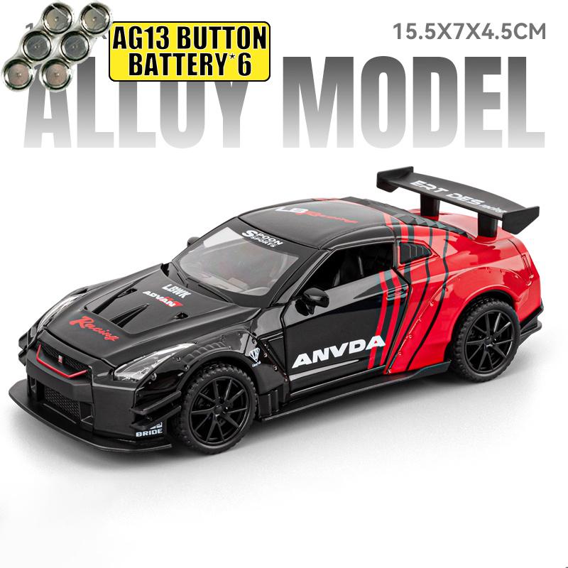JDM 1:32 Nissan GTR R35 Skyline Ares Aleación Metal Fundición a Presión Modelo de Coche Decoración del Hogar y Adornos para Escritorio de Ordenador Regalo de Vacaciones