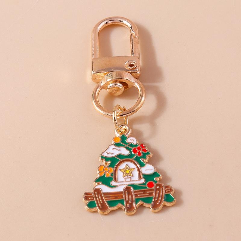 Cute Enamel Christmas Tree Keychain Santa Claus Keyring Pendants for Car Key Holder Handbag Decor Charms X'mas Jewelry Gifts