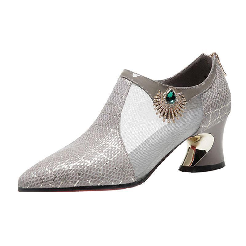 Damen Niedlich Süß Schwarz Quadratischer Absatz Sandalen für Bürodamen Klassische Spitzzehen Büro Party Pumps