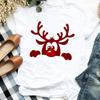 Women Lady Deer Animal Cartoon Print Printing Merry Christmas Womens Clothes Shirt T Tee For Tshirt