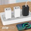 65W GaN Tech Fast Charger With 3 ports(1 USB-A&2 USB-C), PD+PPS Fast Charger Compact USB Adapter