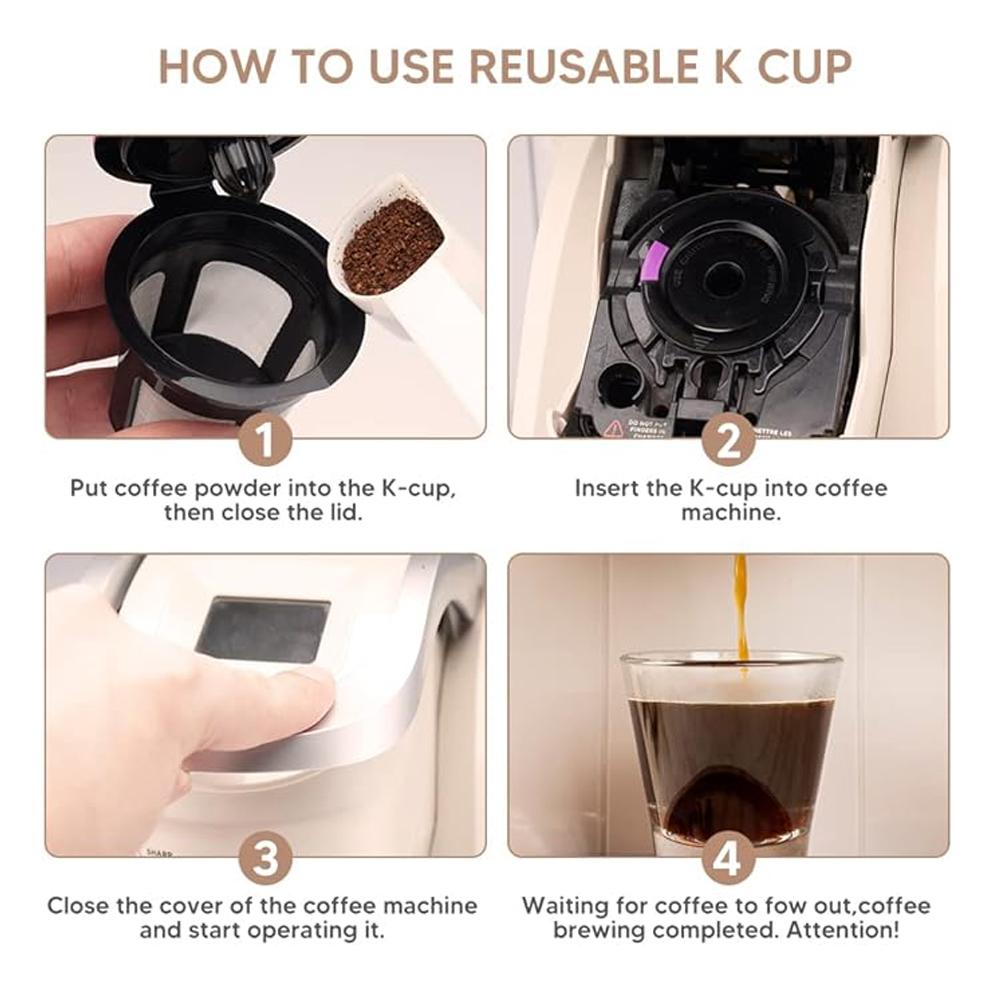 Reusable K Cups 6 Pack Coffee Filters Food Grade Stainless Steel Mesh Eco-Friendly Coffee Pods For Keurig 1.0 and 2.0 Brewers