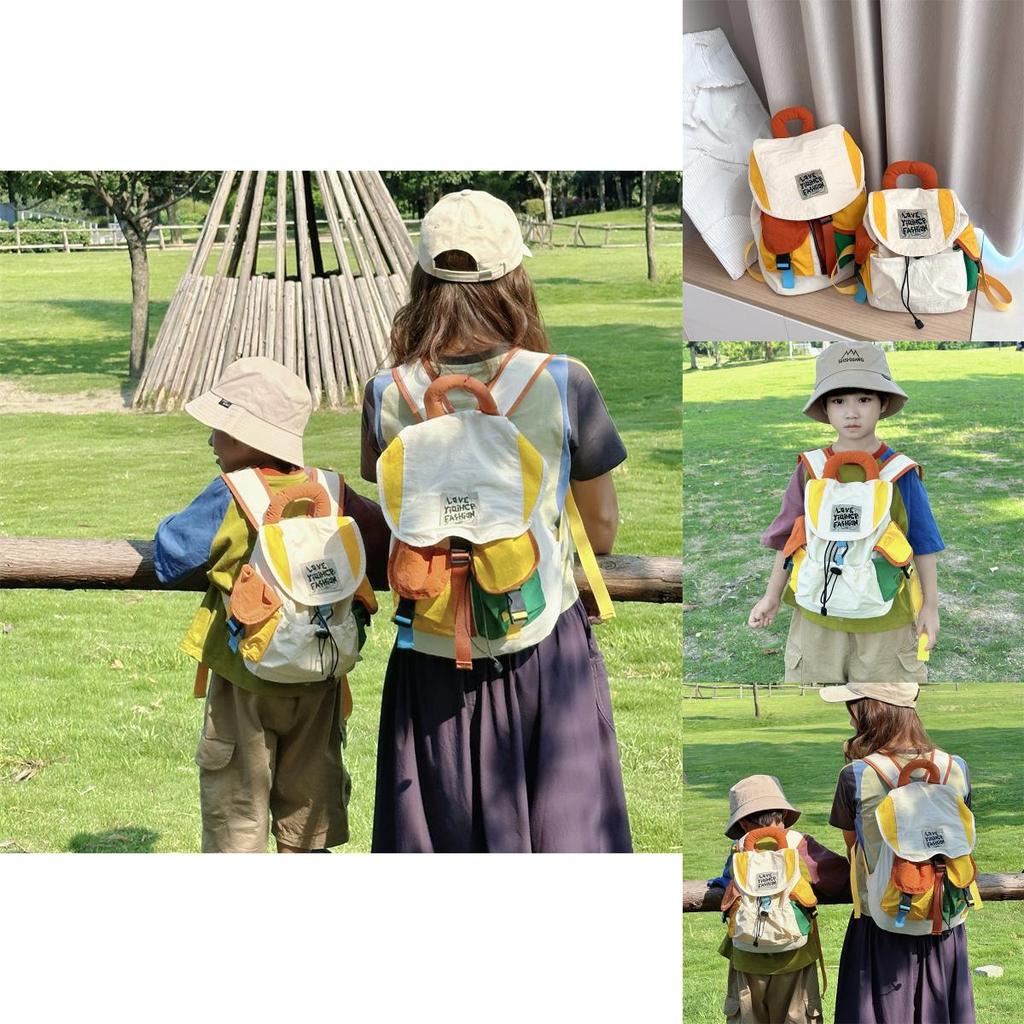 Letter Pattern Outdoor Leisure Parent Child Backpack With Nylon Material For School Use