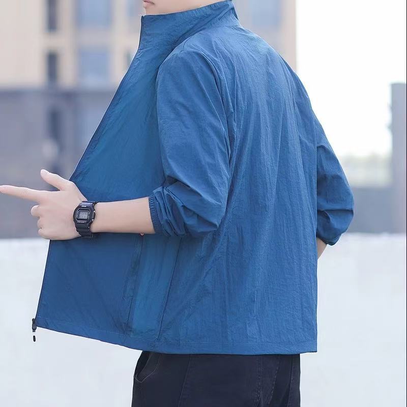 

Summer coat men s jacket thin light breathable sunscreen clothes quick drying casual men s outdoor sports skin trench coat 5XL Recommended 170-100kg