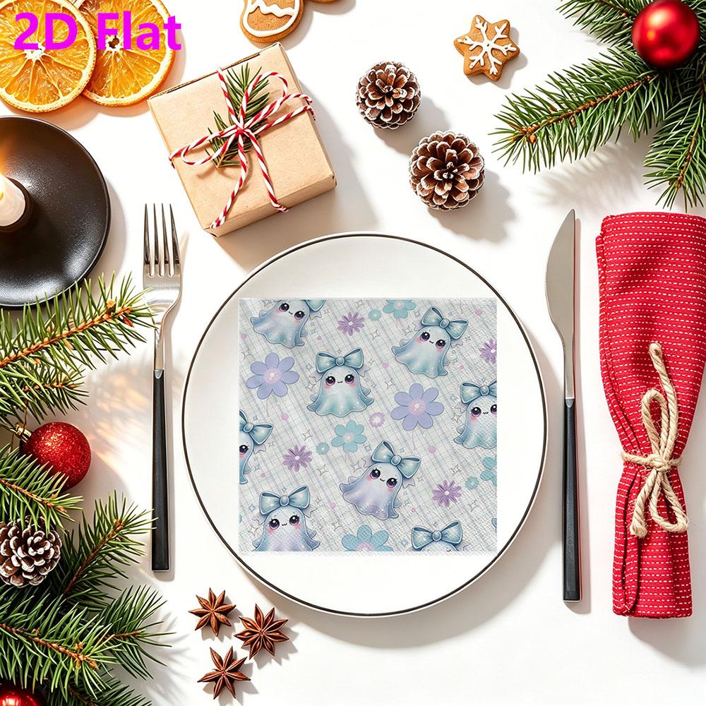 20pcs Disposable Napkins with Ghost Pattern Print for Wedding,Parties,and Daily Use for Thanksgiving Fall Christmas Table Decoration