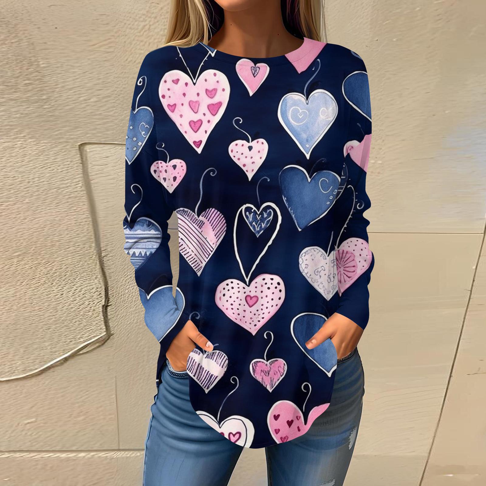 

Модные женские повседневные топы с длинными рукавами и круглым вырезом с принтом XL синий