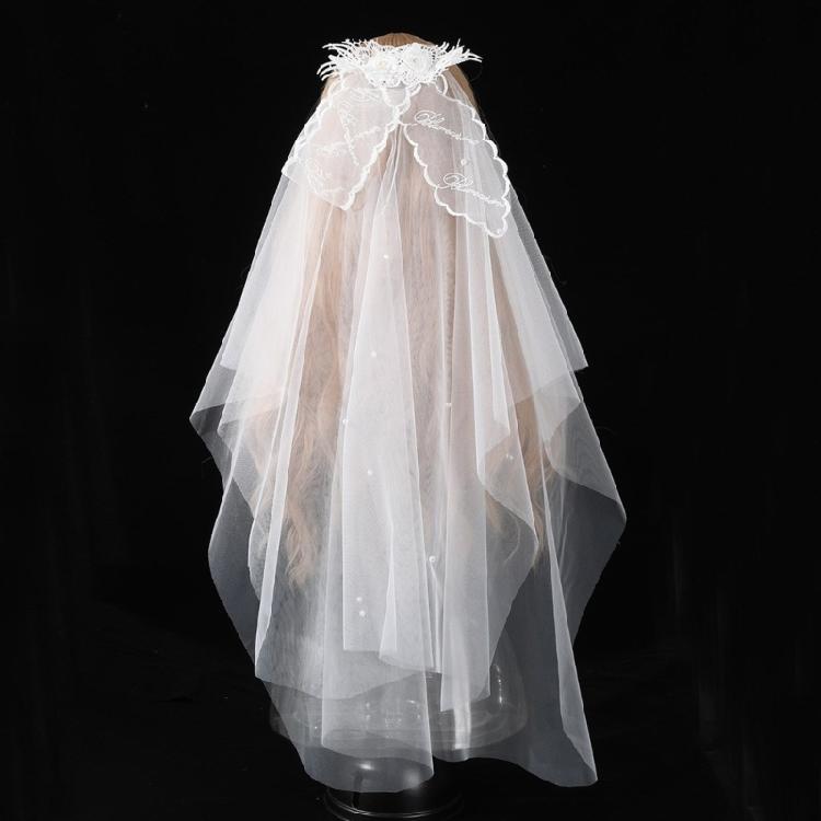 Flower Girl Veil Lace Bow Hair Wedding Headpeice White Sheer Simple Covering