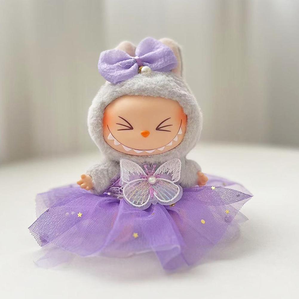 Für 17cm Labubu Puppenkleidung Modekleid Puppenkleidung Farblich passender Gazerock Puppenzubehör Niedliche Dekoration Kleine Kleidung