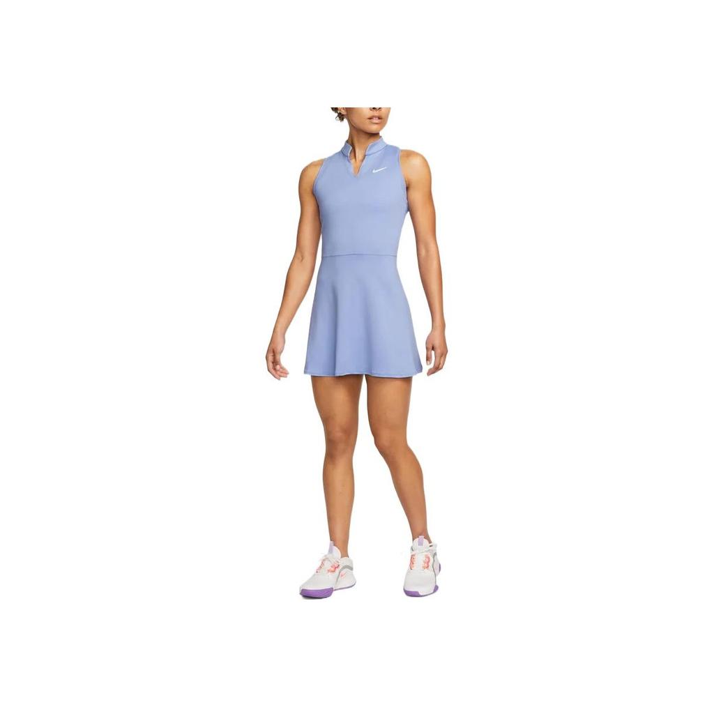 Nike Solid Color Logo Print Tennis Sports Quick-Dry Breathable Sleeveless Dress Women Dresses Blue DD8731-569