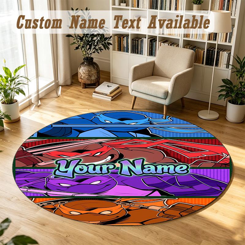 Round Rug Custom NameTeenage Mutant Ninja Turtles Pattern Non Slip Carpet Home Floor Decor