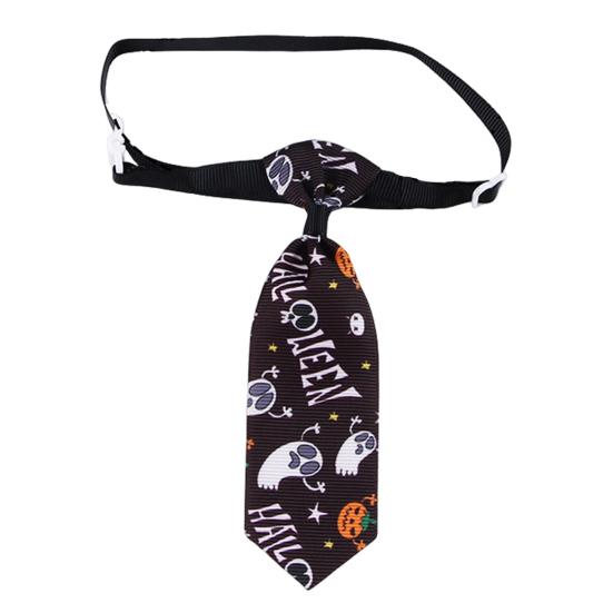 Halloween Dog Tie Collar Pets Pumpkin Ghost Necktie Adjustable Necktie Collar for Cat Doggy Festive Holiday Dress-up Accessories