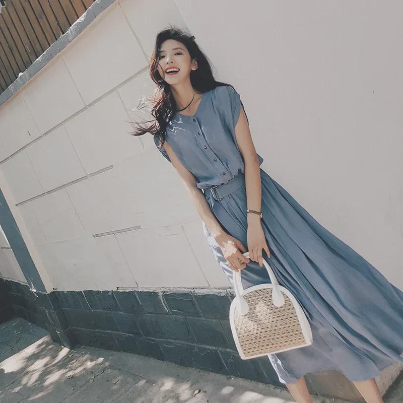 Chiffonkleid im koreanischen Sommer 2024 – Eleganter und schicker knielanger französischer Feenrock für Damen