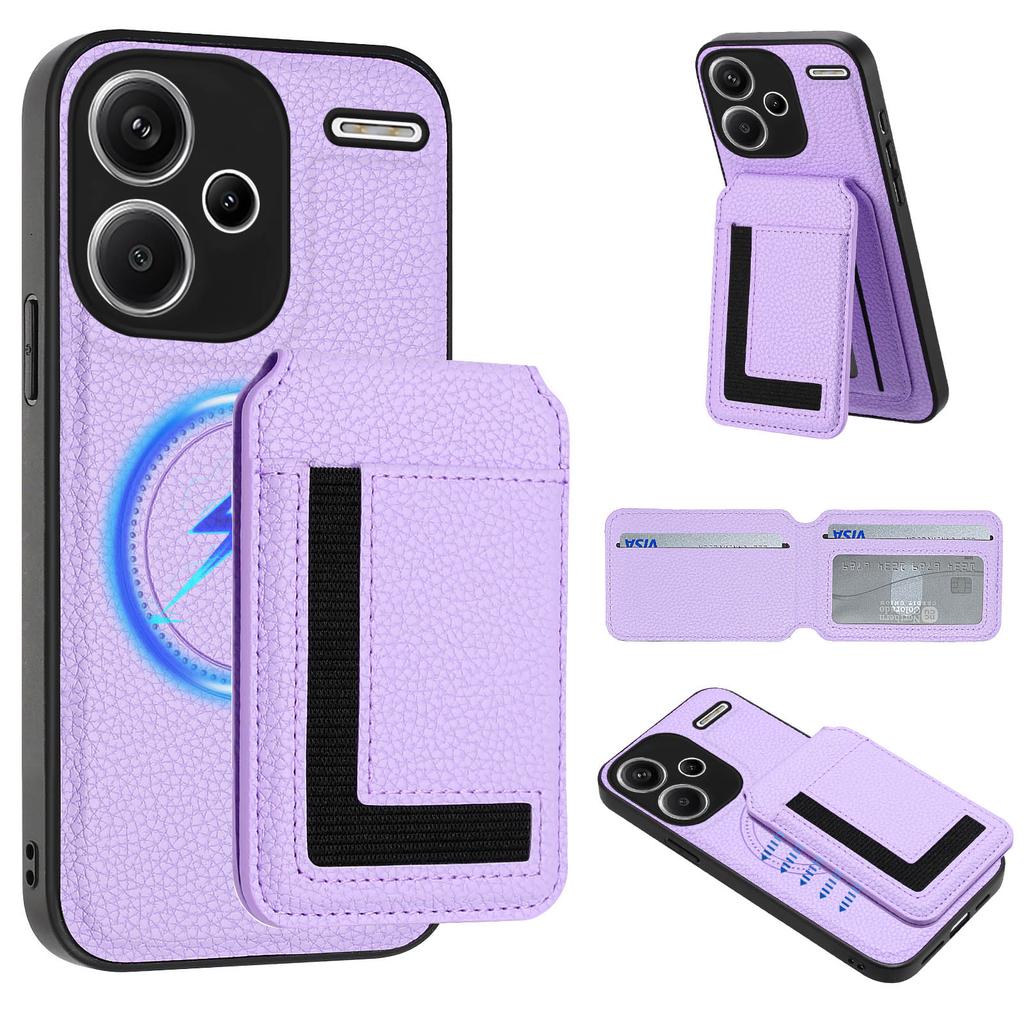 For Xiaomi Redmi Note 13 Pro+ 5G Magnetic Case TPU+PU Leather Phone Back Cover with Detachable Card Holder