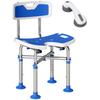 Shower Chair with U-Shaped Cutout, Height Adjustable Bath Bench, Padded Shower Stool for Elderly, Senior, Disabled, Blue