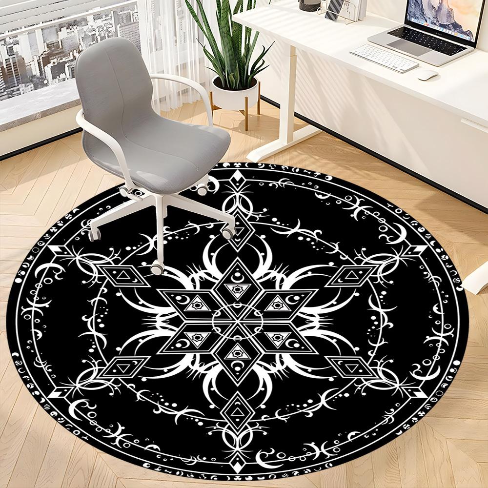 1PC Mystic Symbolism Chair Carpet for Office, Indoor Non-Slip Washable Carpet, Soft Comfortable Mat For Office Room Yy250930260