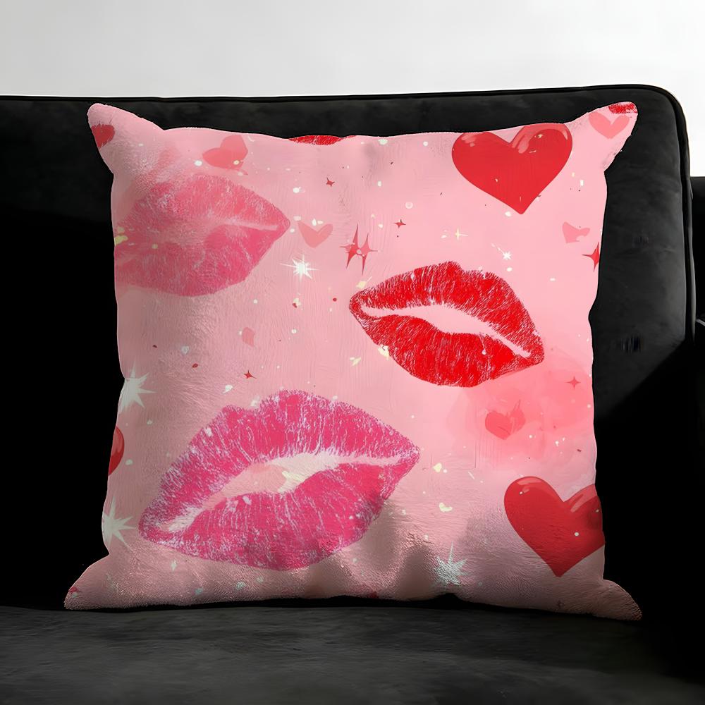 Lips Fashion Cushion Cover Pillowcase Ultra Soft Skin Friendly Fabric Cloud Like Comfort Concealed Zipper