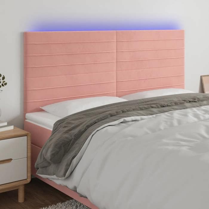 VidaXL Tête de Lit à LED Meuble de Chambre à Coucher Accessoire de Lit Double Tête de Cadre de Lit Intérieur Rose 3122635