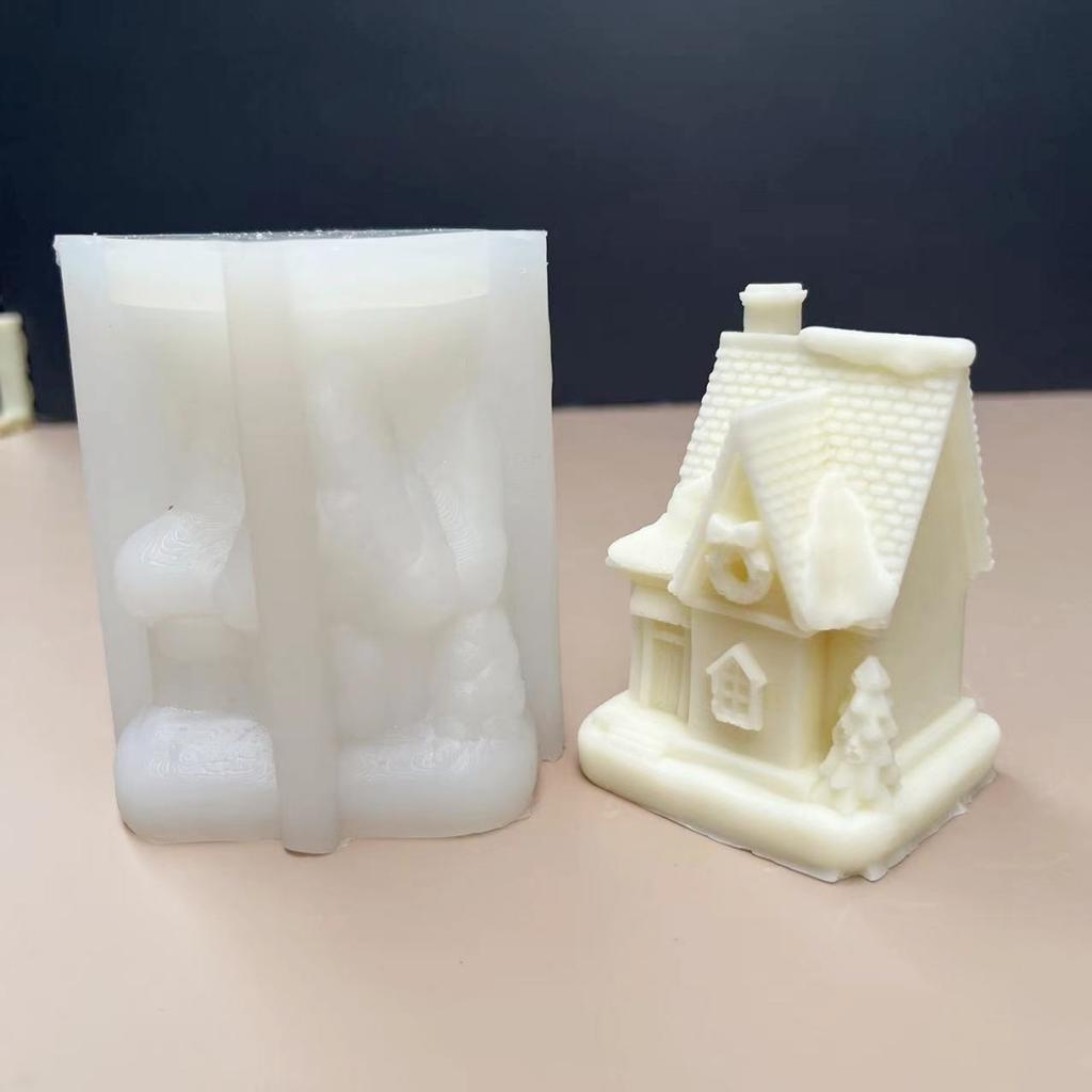 DIY Nordic house candle silicone mold European castle villa resin molds chimney houses Christmas snow house mould New Year gift