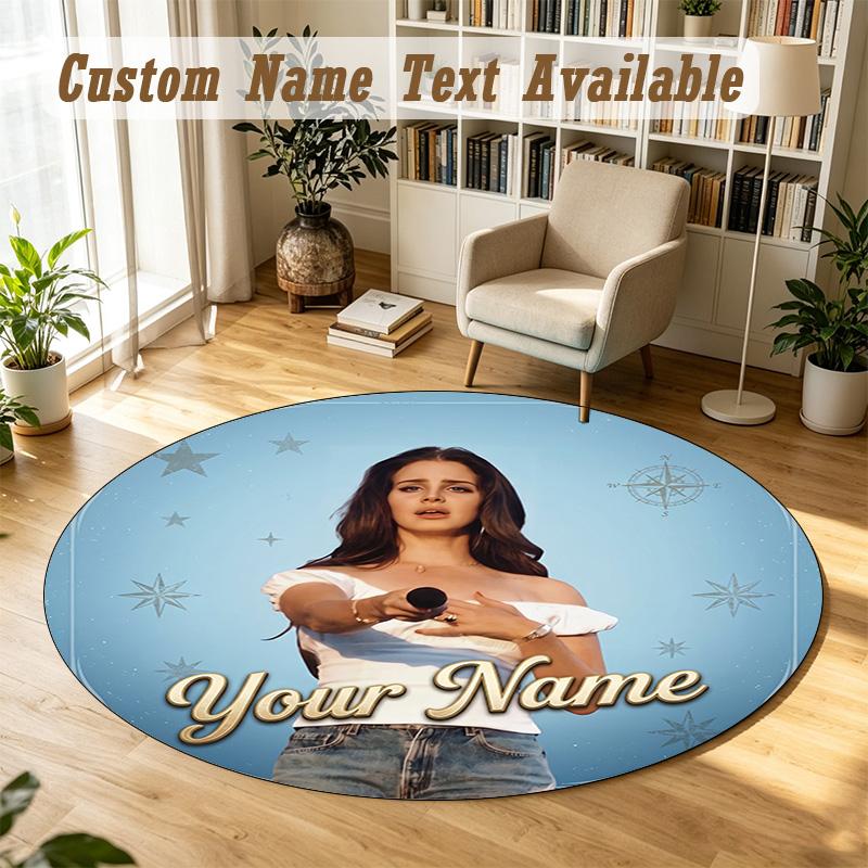 Round Rug Custom NameLana Del Rey Pattern Non Slip Carpet Home Floor Decor