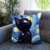 Starry Sky Cat Cushion Cover Comfortable Reversible Pillow Cover Ideal for Car Sofa Bedroom  Beyond