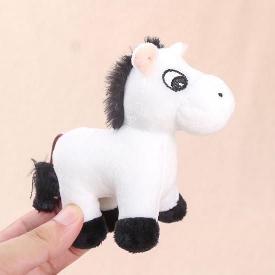 Cute Cartoon Plush Horse Doll Keychain Miniature Stuffed Animal Keyring Bag Pendant Stress Relief Toy