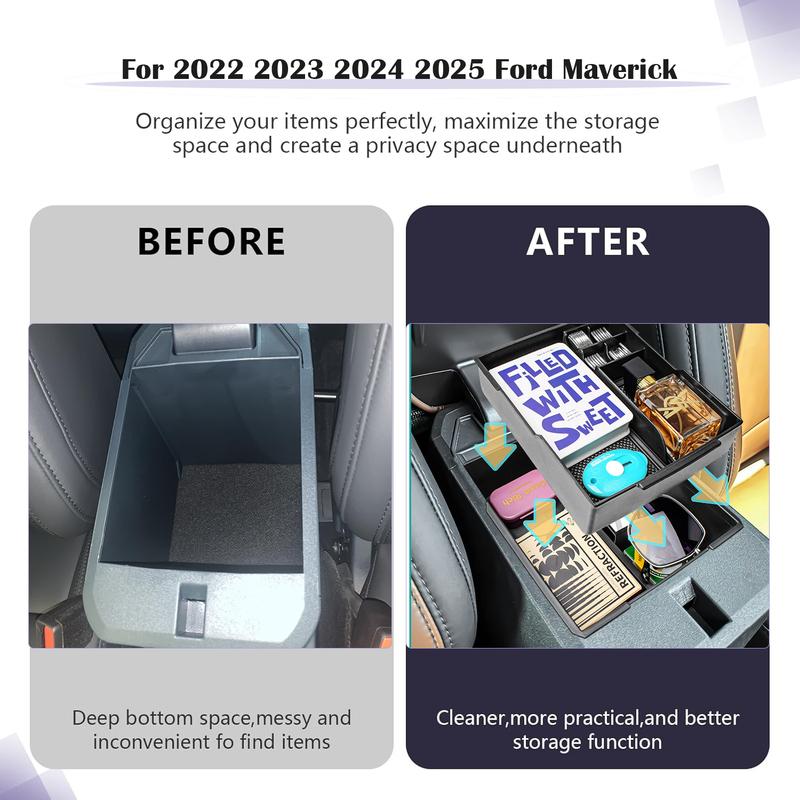 Double Layers Center Console Organizer Tray for   2024 2025 Ford Maverick Armrest Storage Box Car Storage Accessories