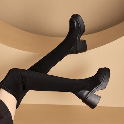 Thick-soled Boots Women's Boots Autumn and Winter New Boots Small Thin Boots Thick Heel Knee Boots