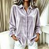 Women's Velvet Plaid Shirt - Casual Long Sleeve Loose Fit Top