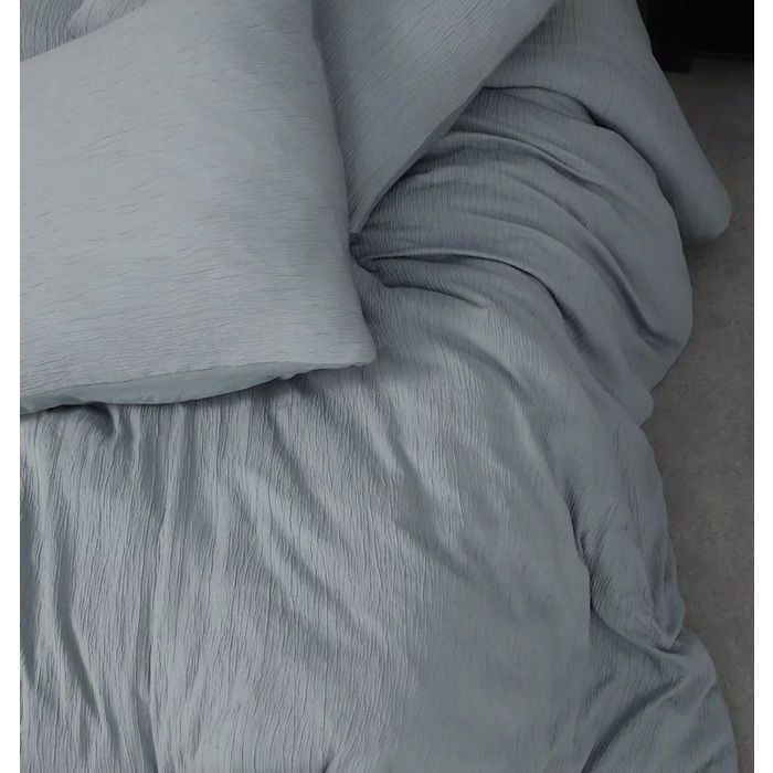 Parure de lit - EDEN - Uni - 220 x 240 cm - Gaze de microfibre - Bleu