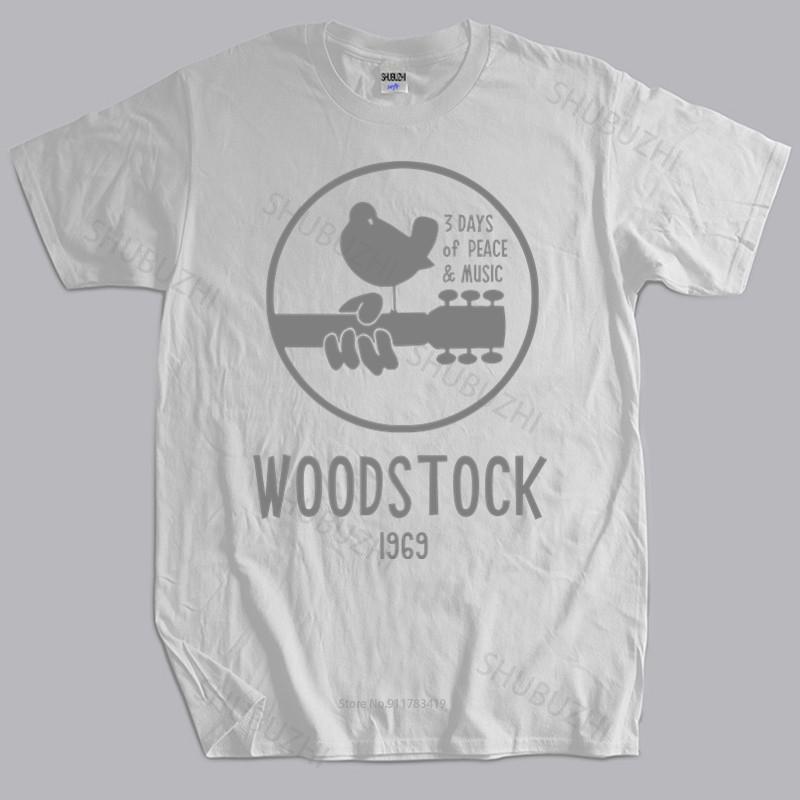 New Fashion Tshirt Cotton Tees Woodstock 1969 Vintage T Shirt Men Music Brand Tshirt Men Top Tees