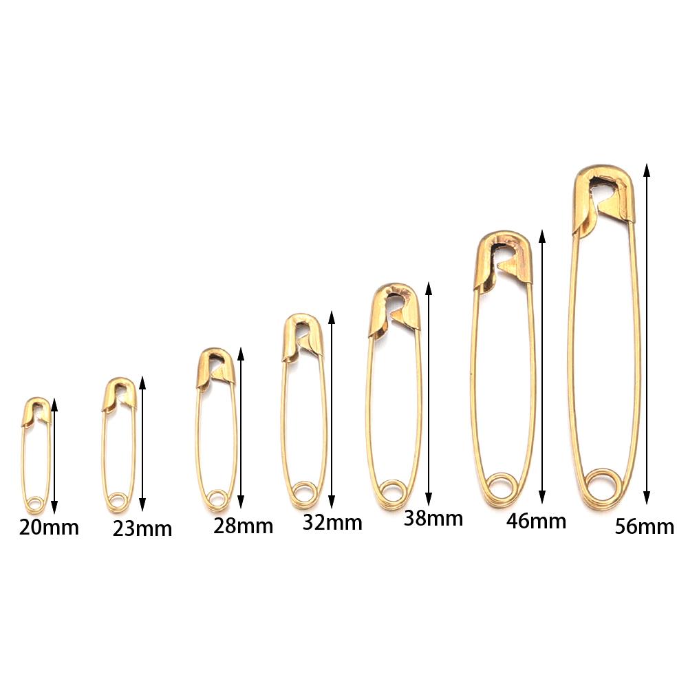 10pcs Stainless Steel Safety Pins 20-56mm Multi Size Gold Steel Color Safety Pins For DIY Home Garment Sewing Tools Accessories