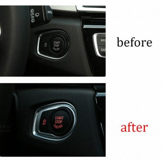 For BMW X1 F48 2016- Matte Silver Car One-Click Startup Switch Frame Cover