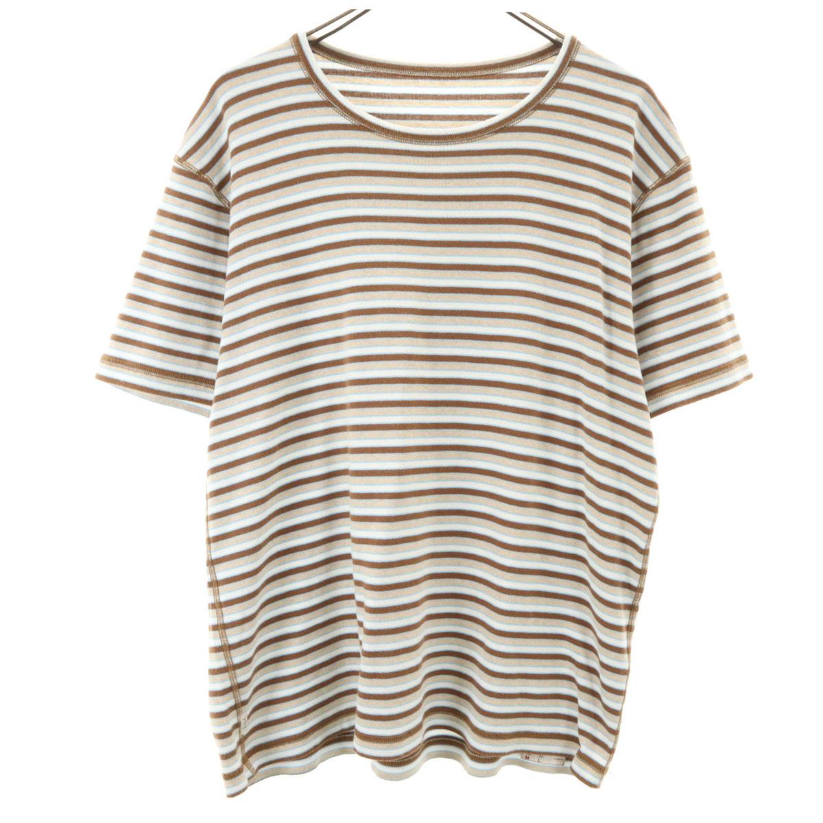 

Papas сделано в Японии Футболка с коротким рукавом с узором «бордюр» M Бежевая Мужская Б/у