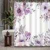 1 Piece American Retro Purple Gradient Floral Plant Shower Curtain, Bathroom Decoration, Including Shower Curtain With Hooks