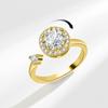 Classic Adjustable Open Ring for Women Sparkling Rhinestones Engagement Ring Anti-Stress Anxiety Free-Rotate Fashion Zircon