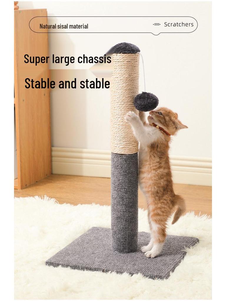 Compact Sisal Cat Scratching Post: Vertical, Detachable, Space-saving for Cats To Climb and Sharpen Claws On Scratch Boards.