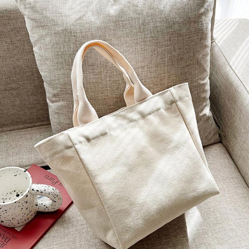 Small /Large Canvas Lunch Box Lady Food Storage Bags Lunch Bag Handbag Pouch Picnic Tote Small Handbag Dinner Container