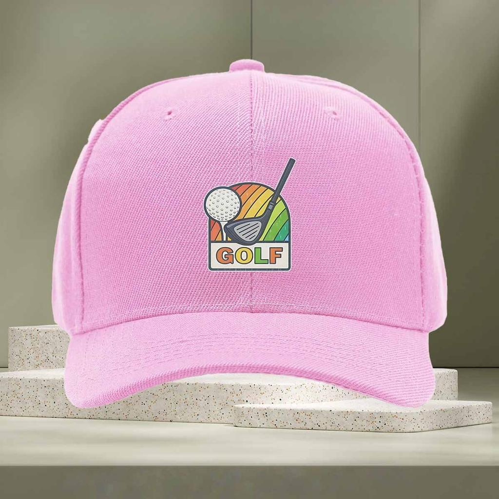 Colorful Rainbow Golf Graphic Baseball Cap Adjustable PolyCotton Casual Sport Hat for Adults